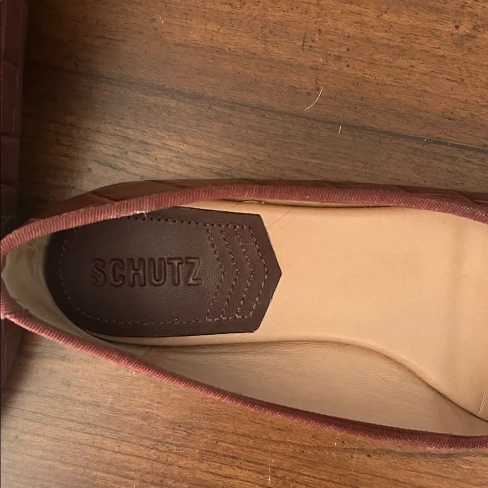 SCHUTZ Dal Chocolate Croc-Patterned Flats 8B EUC